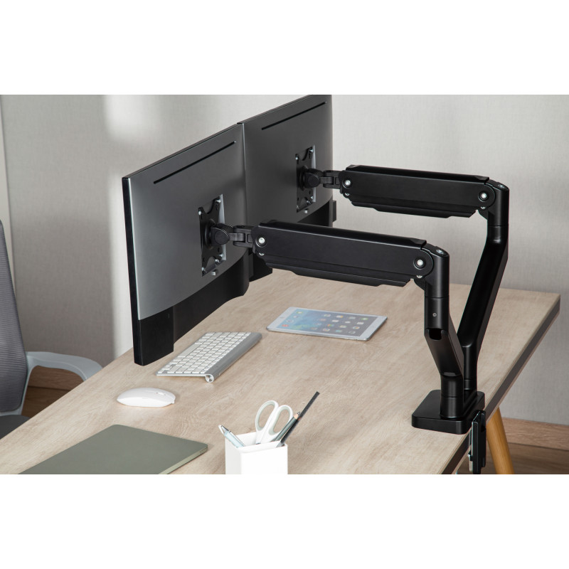 Držiak monitora Brateck LDT60-C024 dve ramená vedľa seba mechanická pružina Heavy Duty