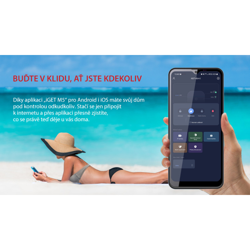 iGET SECURITY M5-4G Premium - Inteligentný 4G/WiFi/LAN alarm, ovládanie kamer a zásuviek, Android, iOS