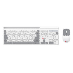 Klávesnica C-TECH Quallis WLKMC-05, bezdrôtový combo set s myšou, biela, USB, CZ/SK