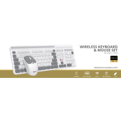 Klávesnica C-TECH Quallis WLKMC-05, bezdrôtový combo set s myšou, biela, USB, CZ/SK