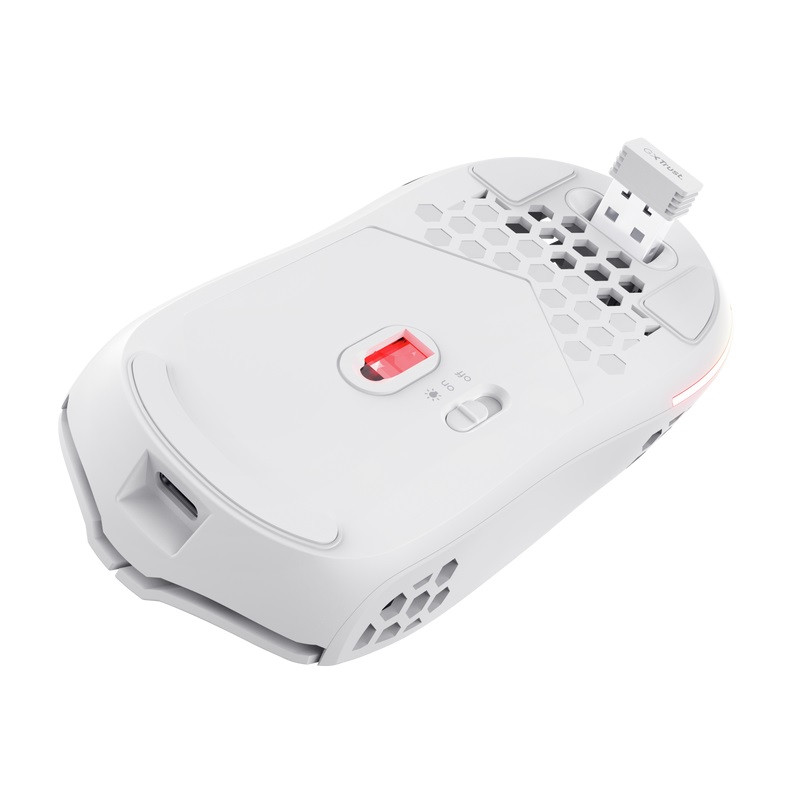 Trust Gaming GXT 929W Helox/Herná/Optická/Pre pravákov/4 800 DPI/Bezdrôtová USB/Biela