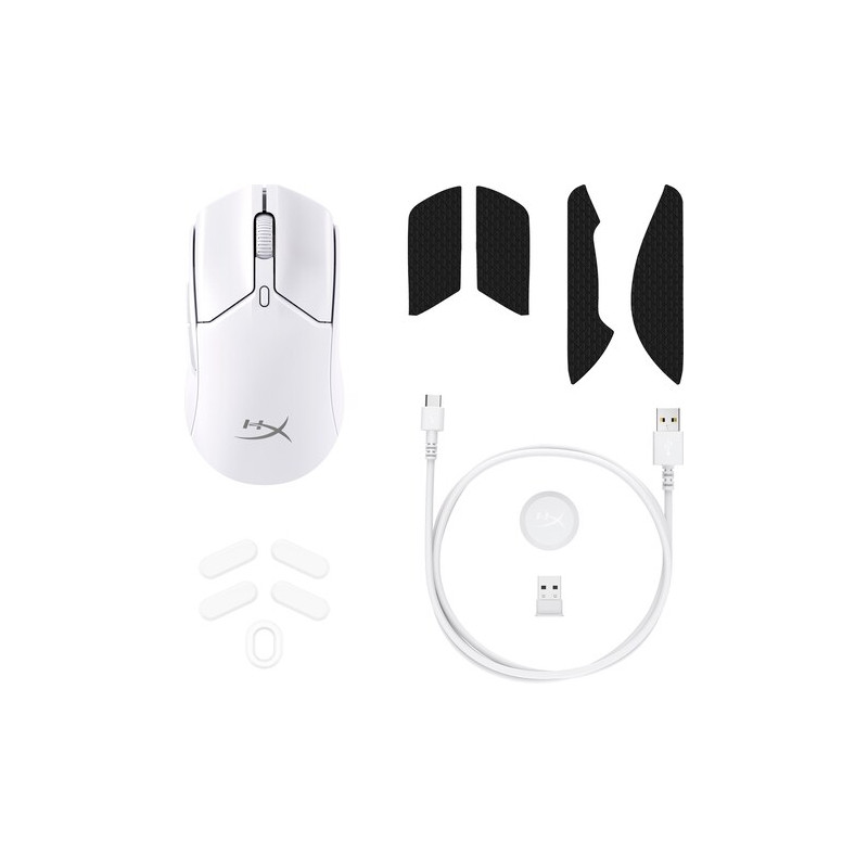 HyperX Pulsefire Haste 2 Mini/Herná/Optická/Pre pravákov/26 000 DPI/Drôtové/Bezdrôtové/Biela