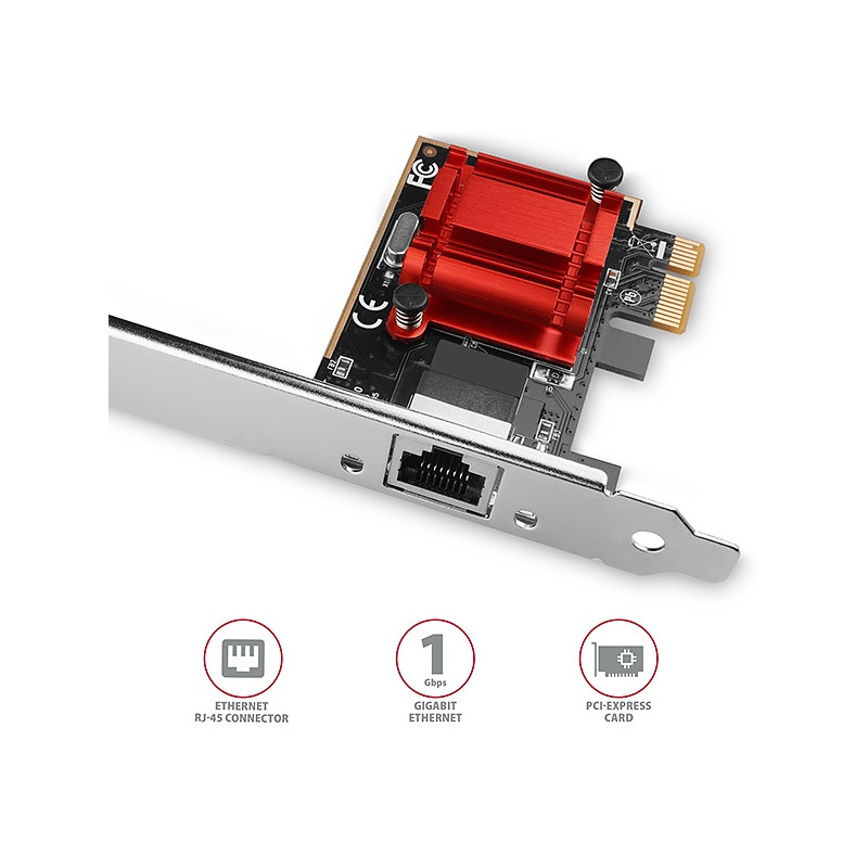 AXAGON PCEE-GIX, PCIe sieťová karta - 1x Gigabit Ethernet port (RJ-45), Intel i210AT, PXE, vr. LP