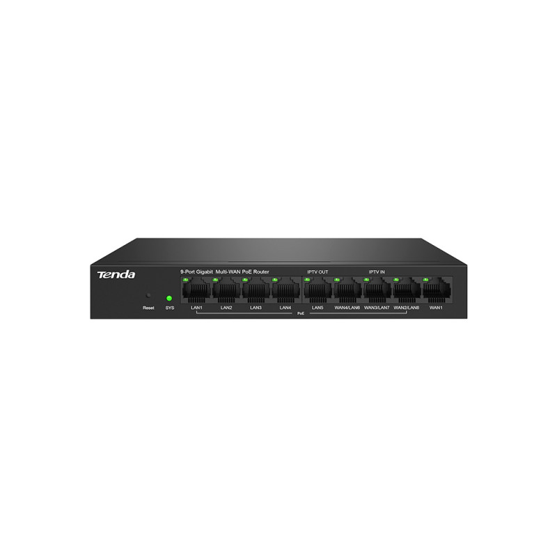 Tenda G0-8G-PoE Gigabit PoE Router MultiWAN, 3x GWAN/GLAN, 1x GWAN, 5x GLAN, 8x PoE 802.3af/at, VPN
