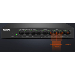 Tenda G0-8G-PoE Gigabit PoE Router MultiWAN, 3x GWAN/GLAN, 1x GWAN, 5x GLAN, 8x PoE 802.3af/at, VPN
