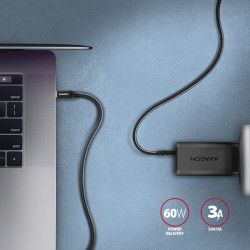 AXAGON BUCM3-CM30AB, SPEED kábel USB-C -- USB-C, 3m, USB 3.2 Gen 1, PD 60W 3A, ALU, oplet, čierny