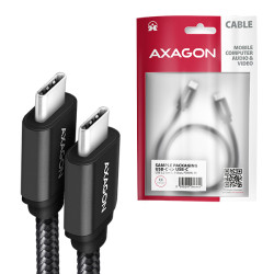 AXAGON BUCM3-CM30AB, SPEED kábel USB-C -- USB-C, 3m, USB 3.2 Gen 1, PD 60W 3A, ALU, oplet, čierny