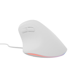 Vertikálna myš Natec CRAKE 2 PRO/Vertikálna/Optická/Pre pravákov/12 400 DPI/Drôtové USB-A/Biela