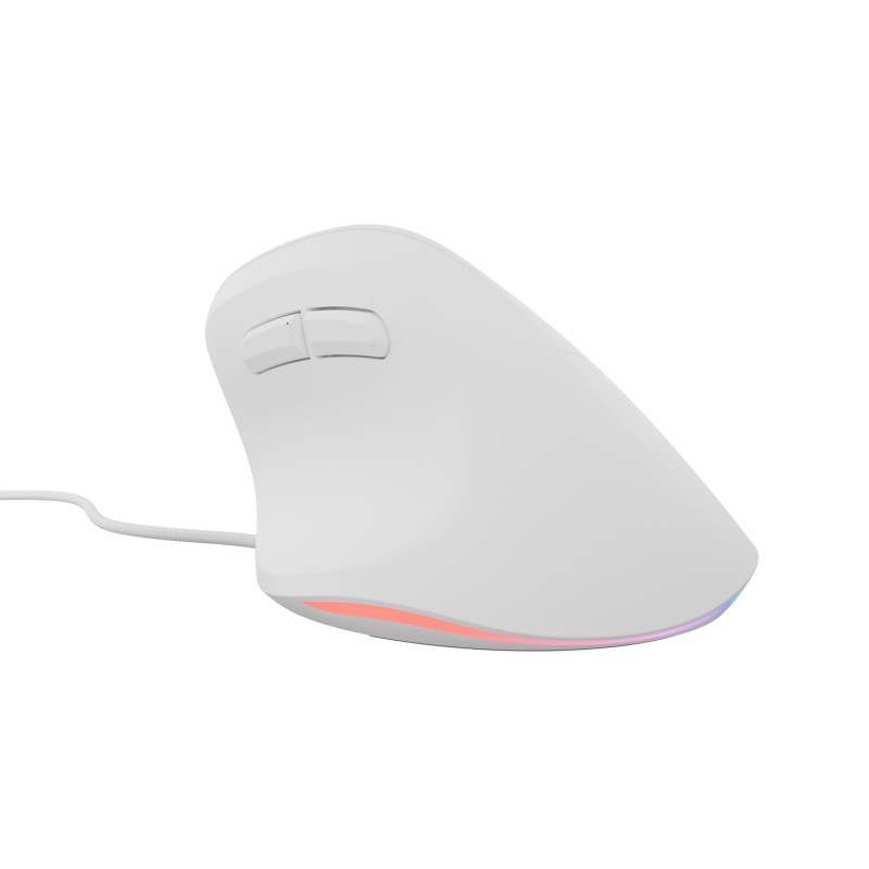 Vertikálna myš Natec CRAKE 2 PRO/Vertikálna/Optická/Pre pravákov/12 400 DPI/Drôtové USB-A/Biela