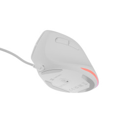 Vertikálna myš Natec CRAKE 2 PRO/Vertikálna/Optická/Pre pravákov/12 400 DPI/Drôtové USB-A/Biela