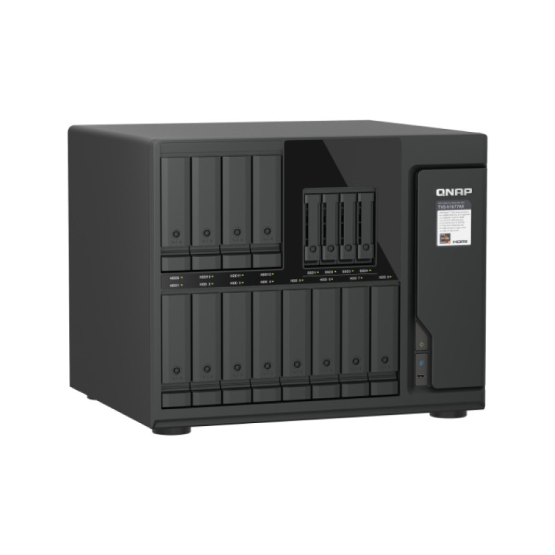 QNAP TVS-h1677AX-R5-16G (AMD Ryzen 5, ZFS, 16GB DDR5 RAM, 12x 3,5'' + 4x 2,5'', 2x 2,5GbE, 2x 10GbE)