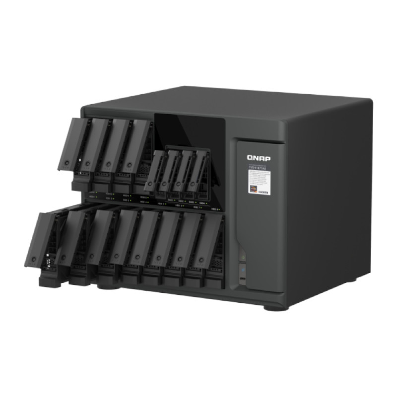 QNAP TVS-h1677AX-R5-16G (AMD Ryzen 5, ZFS, 16GB DDR5 RAM, 12x 3,5'' + 4x 2,5'', 2x 2,5GbE, 2x 10GbE)