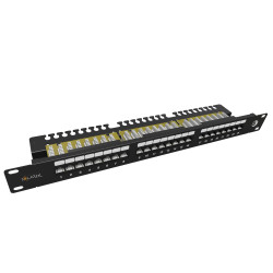 19'' patch panel Solarix 24 x RJ45 CAT6 UTP s vyväzovacou lištou 1U SX24L-6-UTP-BK-N