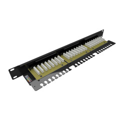 19'' patch panel Solarix 24 x RJ45 CAT6 UTP s vyväzovacou lištou 1U SX24L-6-UTP-BK-N