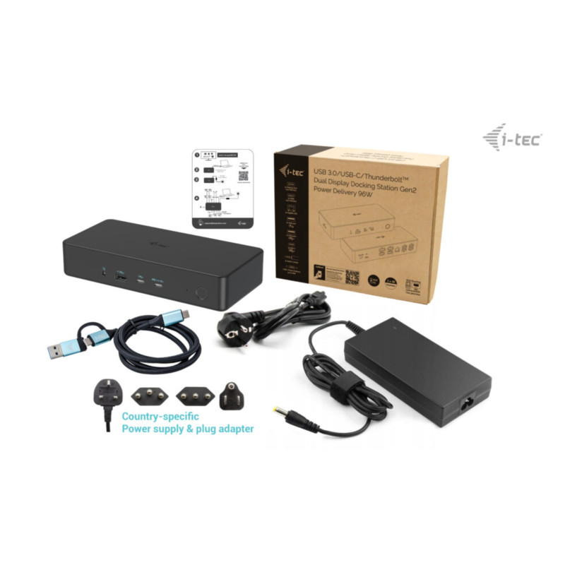 i-tec USB 3.0/USB-C/Thunderbolt 3 Professional Dual 4K Display Docking Station Gen2, PD 100W