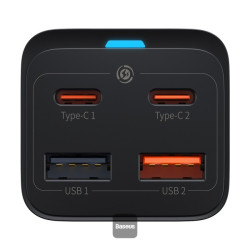 NONAME - Baseus rýchlonabíjačka do siete GaN3 Pro, 2x USB-C, 2x USB 65W čierna
