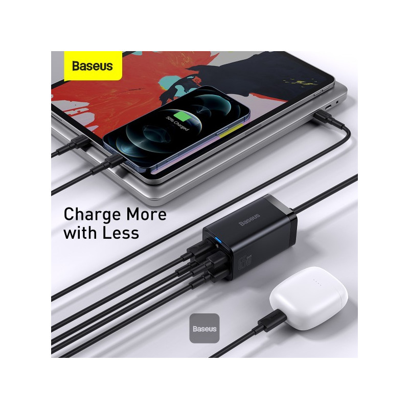 NONAME - Baseus rýchlonabíjačka do siete GaN3 Pro, 2x USB-C, 2x USB 65W čierna