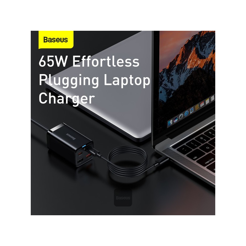 NONAME - Baseus rýchlonabíjačka do siete GaN3 Pro, 2x USB-C, 2x USB 65W čierna