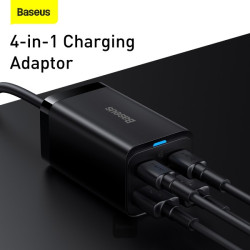 NONAME - Baseus rýchlonabíjačka do siete GaN3 Pro, 2x USB-C, 2x USB 65W čierna