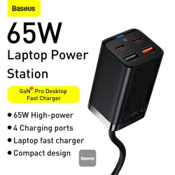 NONAME - Baseus rýchlonabíjačka do siete GaN3 Pro, 2x USB-C, 2x USB 65W čierna
