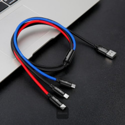 NONAME - Baseus dátový kábel 3v1 microUSB+Lightning+USB-C 1,2m 3,5A