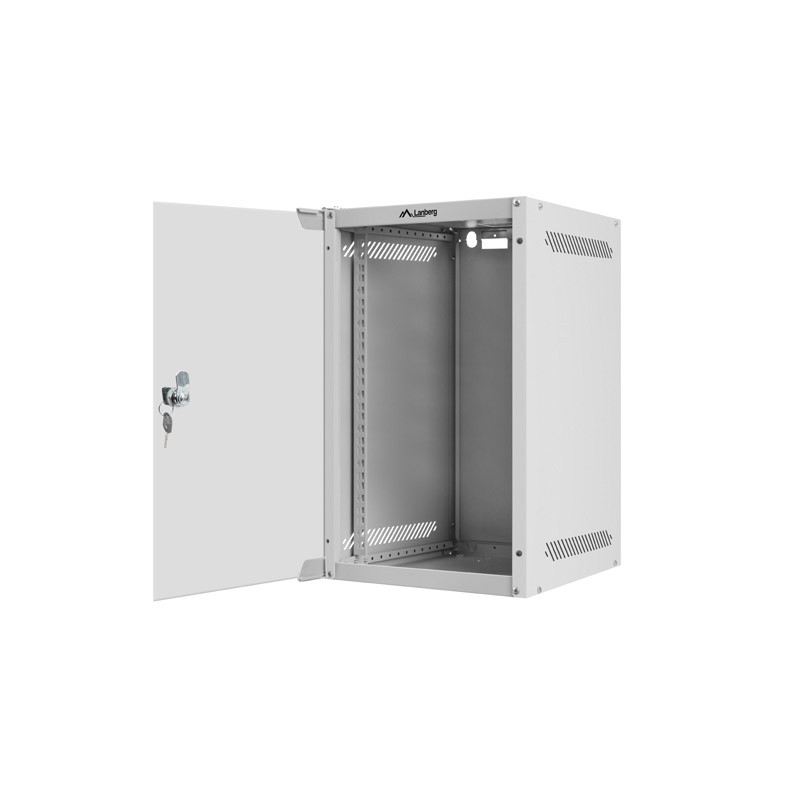 LANBERG RACKOVÁ SKRIŇA 10'' NÁSTENNÁ 9U/280X310 (FLAT PACK) S PRESKLENÝMI DVERAMI ŠEDÁ