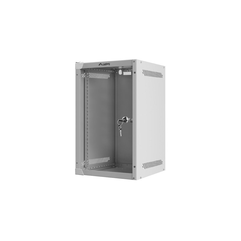 LANBERG RACKOVÁ SKRIŇA 10'' NÁSTENNÁ 9U/280X310 (FLAT PACK) S PRESKLENÝMI DVERAMI ŠEDÁ