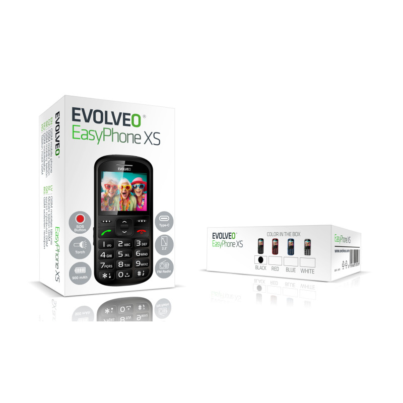 EVOLVEO EasyPhone XS, mobilný telefón pre seniorov, čierny