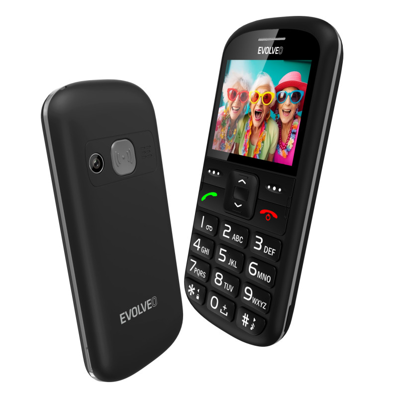 EVOLVEO EasyPhone XS, mobilný telefón pre seniorov, čierny