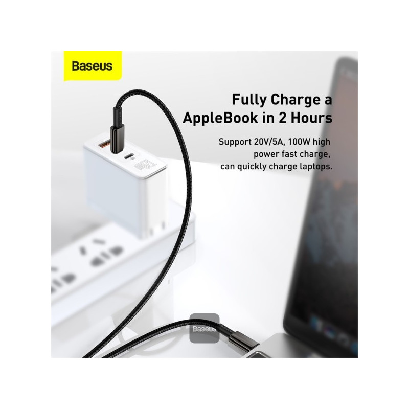 NONAME - Baseus rýchlonabíjací dátový kábel Tungsten Gold 100W 1m USB-C na USB-C čierny