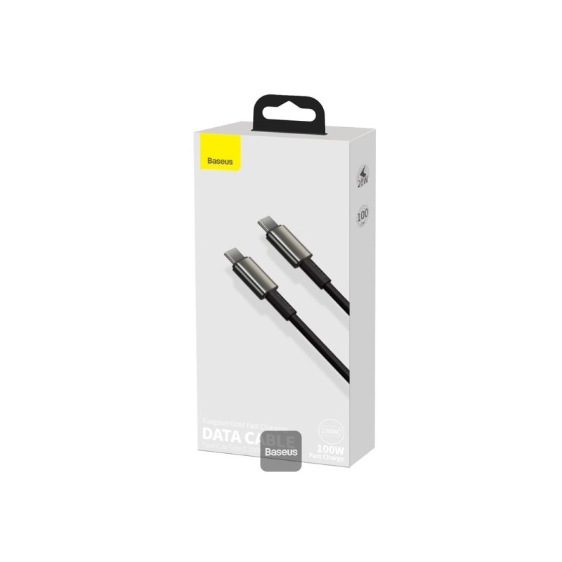 NONAME - Baseus rýchlonabíjací dátový kábel Tungsten Gold 100W 1m USB-C na USB-C čierny