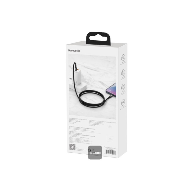 NONAME - Baseus rýchlonabíjací dátový kábel Tungsten Gold 100W 1m USB-C na USB-C čierny
