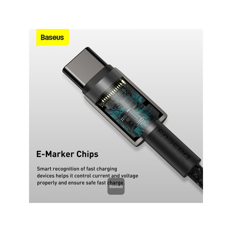 NONAME - Baseus rýchlonabíjací dátový kábel Tungsten Gold 100W 1m USB-C na USB-C čierny