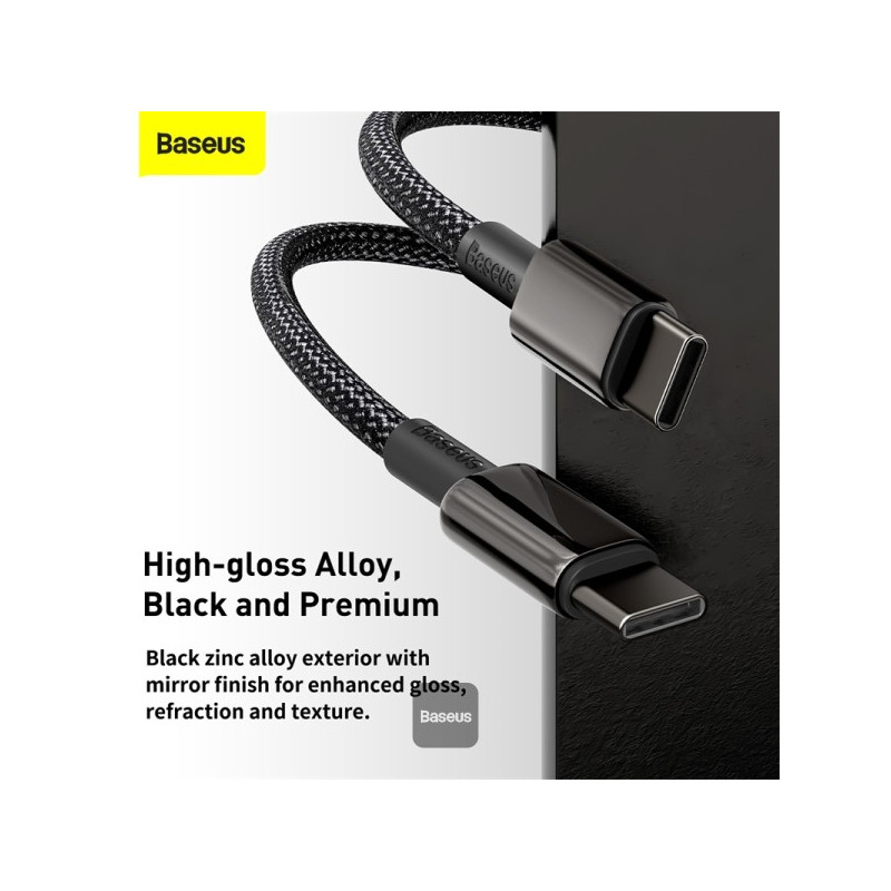 NONAME - Baseus rýchlonabíjací dátový kábel Tungsten Gold 100W 1m USB-C na USB-C čierny