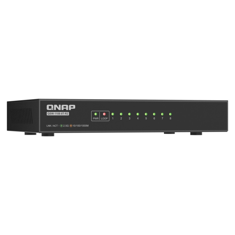 QNAP switch QSW-1108-8T-R2 (8x 2,5GbE port, pasívne chladenie, podpora 100M/1G/2,5G)