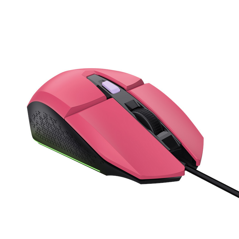 TRUST GXT 109 FELOX/Herná/Optická/Pre pravákov/6 400 DPI/Drôtová USB/Ružová