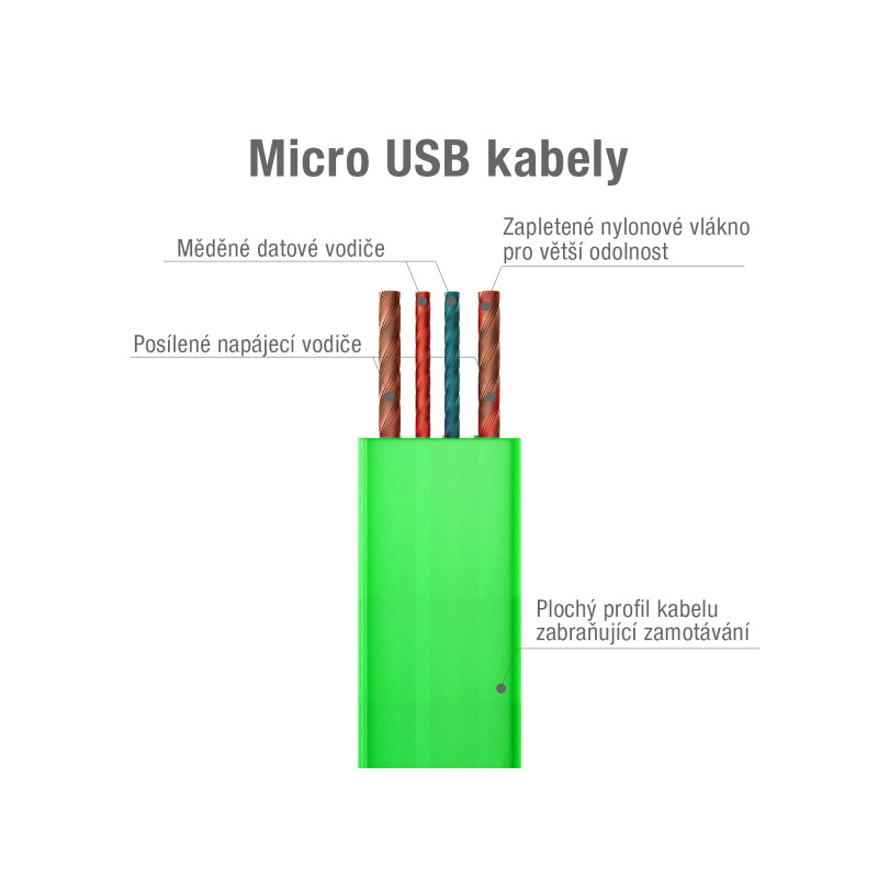 Kabel AVACOM MIC-40G USB - Micro USB, 40cm, zelená