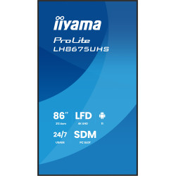 86'' iiyama LH8675UHS-B2AG: IPS, 4K, 24/7, Android 11