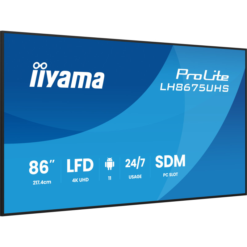 86'' iiyama LH8675UHS-B2AG: IPS, 4K, 24/7, Android 11
