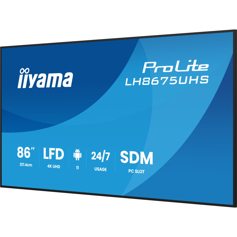 86'' iiyama LH8675UHS-B2AG: IPS, 4K, 24/7, Android 11