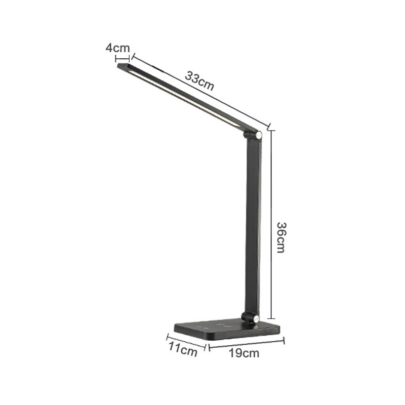 FELLOWES - Platinet PDL888B stolná LED lampa 10W stmievateľná, bezdrôtové nabíjanie, USB port, čierna
