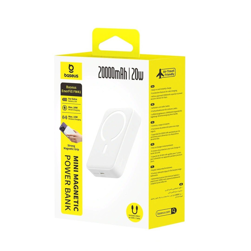 NONAME - Baseus EnerFill FM41 Ultra Mini 20W Magnetická Powerbanka 20000mAh White