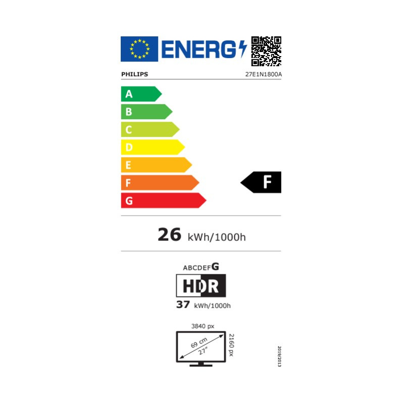Philips/27E1N1800A/00/27''/IPS/4K UHD/60Hz/4ms/Black/3R