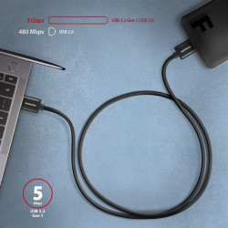 AXAGON BUMM3-AM10AB, SPEED kábel Micro-B USB -- USB-A, 1m, USB 3.2 GEN 1, 3A, ALU, tpe, čierny