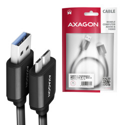 AXAGON BUMM3-AM10AB, SPEED kábel Micro-B USB -- USB-A, 1m, USB 3.2 GEN 1, 3A, ALU, tpe, čierny