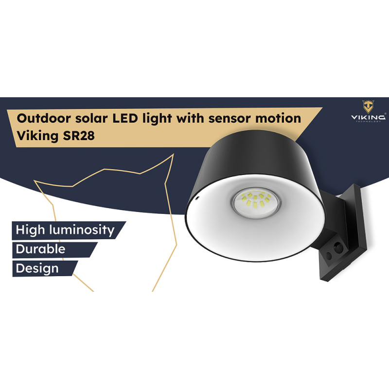 Vonkajšie solárne LED svetlo Viking SR28/1000lm /solárne napájanie / 4000K (denná biela)/ 4 režimy