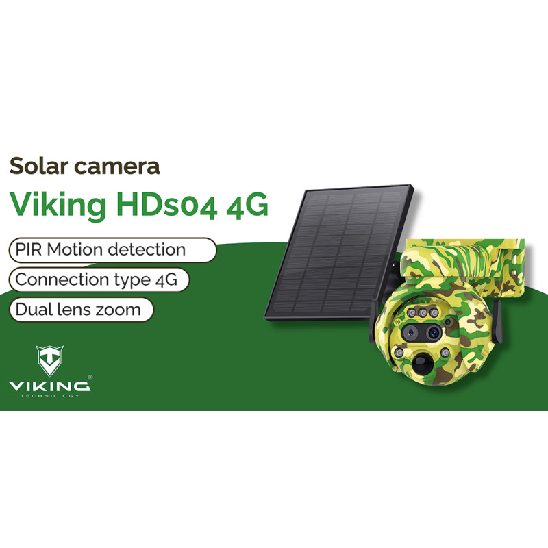 Solárna kamera Viking HDs04 4G sivá/2304x1296/PIR detekcia/pohybový senzor/7800mAh