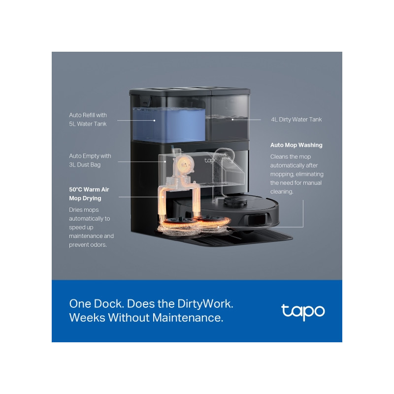 TP-LINK - Tapo RV50 Omni Robot Vacuum & Mop All in OneDock