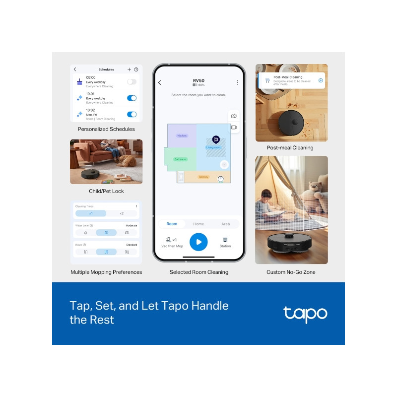 TP-LINK - Tapo RV50 Omni Robot Vacuum & Mop All in OneDock