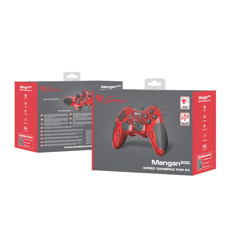 Drôtový gamepad Genesis Mangan 200, pre PC, vibrácie